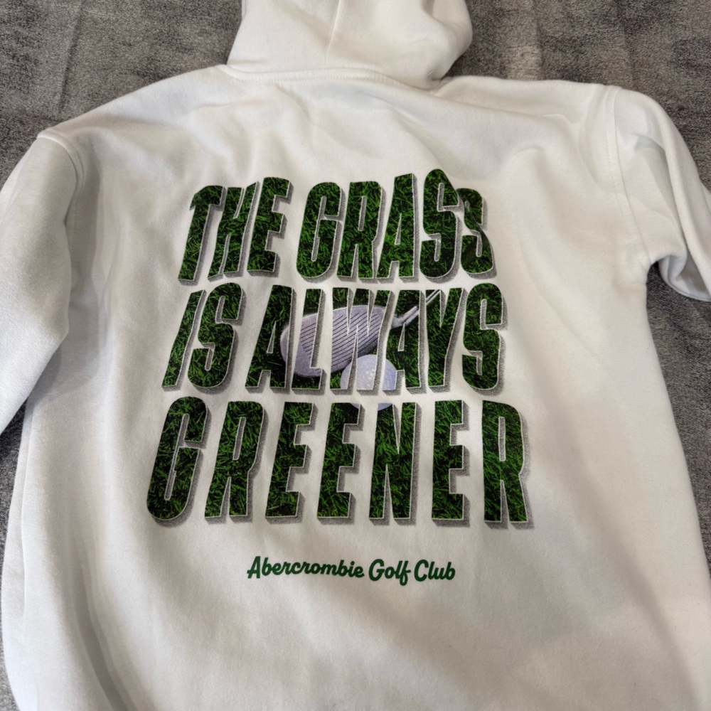 Abercrombie White Golf Club Hoodie size 9/10 relaxed fit